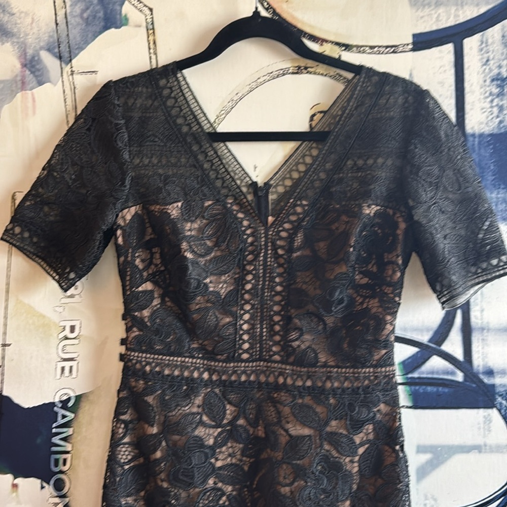 Tadashi Shoji Black Floral Lace Midi Dress - Picture 4 of 7
